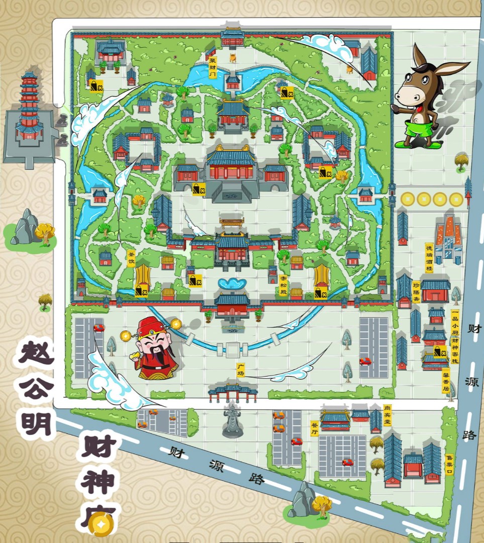 清河寺庙类手绘地图